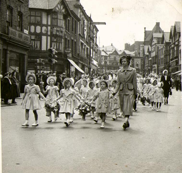 St Mary's Catholic Primary School on the Whit Walks, c1951.