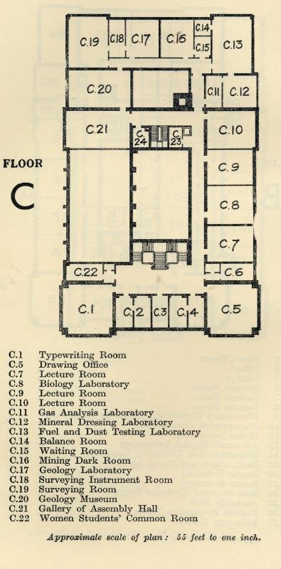 Wigan Mining and Technical College First floor plan 1941