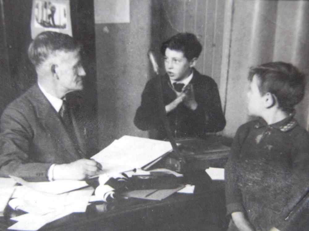 Headmaster Mr Swift in classroom - 1952.