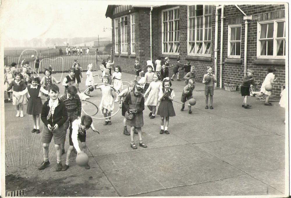 Golborne infants playing out 1956.