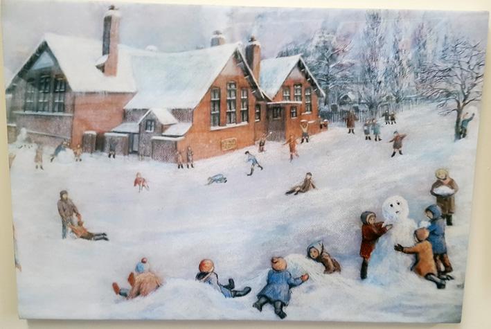 Playtime in the snow at Park Lane school circa 1950.