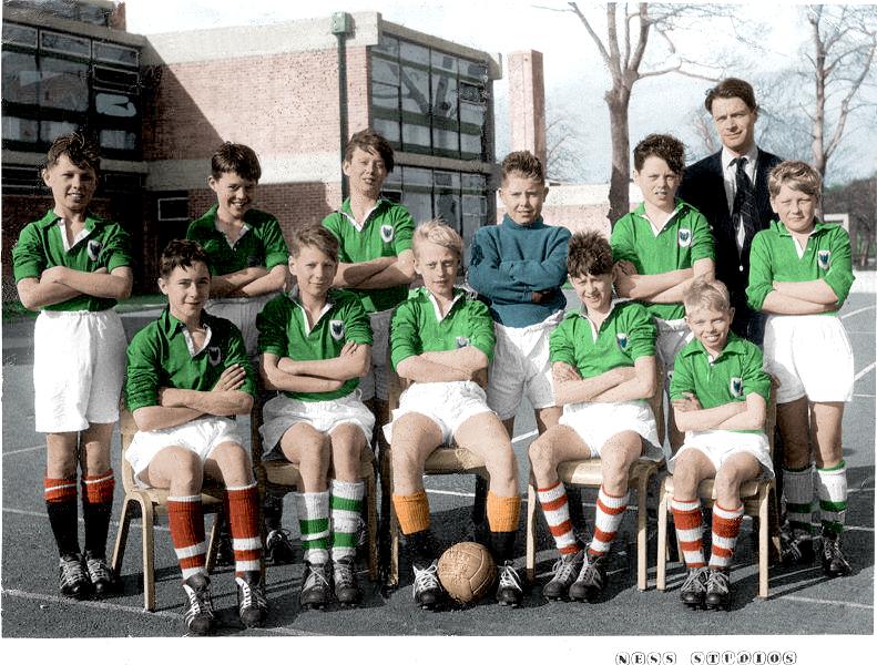 Up Holland Secondary School 1st. Year (1960-61) Football Team - colourised