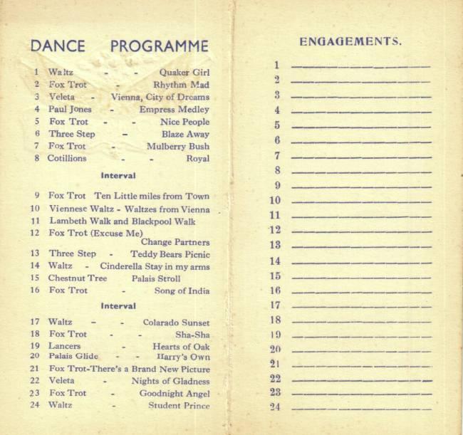 Programme of First Police Ball, at the Emp in 1939.