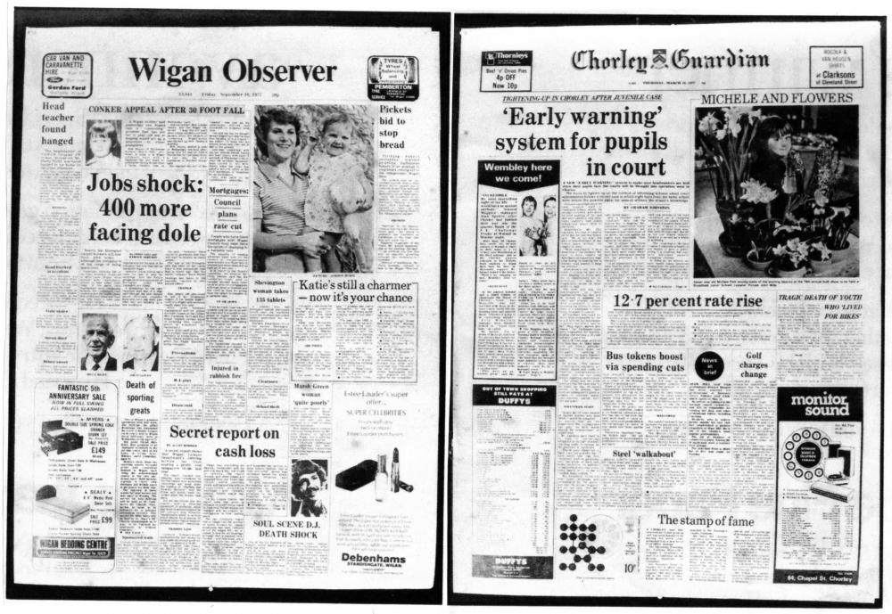 The Wigan Observer and Chorley Guardian Newspapers 1977