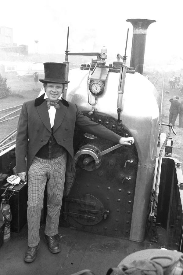 Driver Tony Taylor, on the footplate of Lion, Bold May 1980.