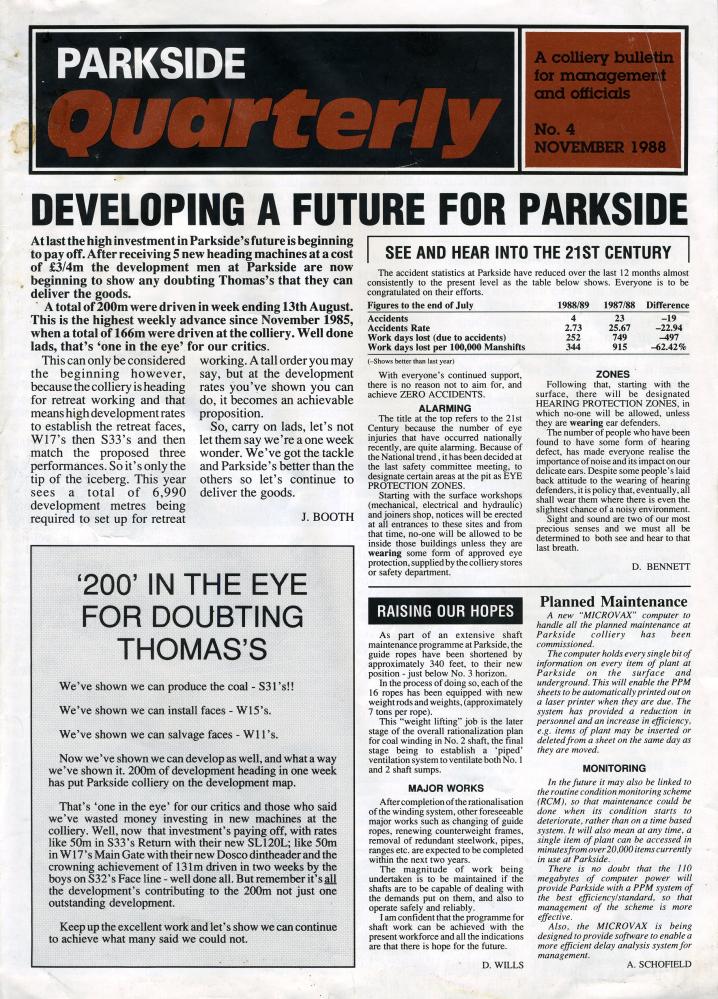 Parkside colliery Quarterly Newsletter - Nov 1998 -001
