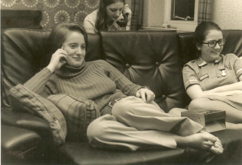 Staff Nurse Anne Griffin in Nurses sitting room 1974