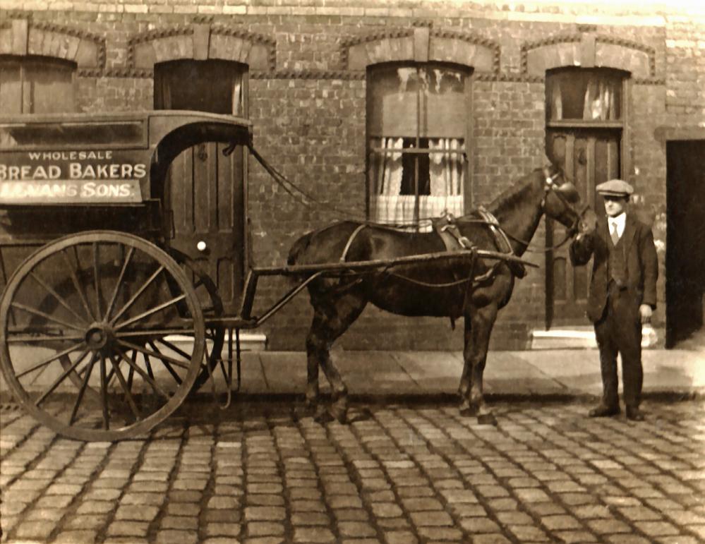 Horse and cart of Evans, Wholesale Bread Bakers, Ince