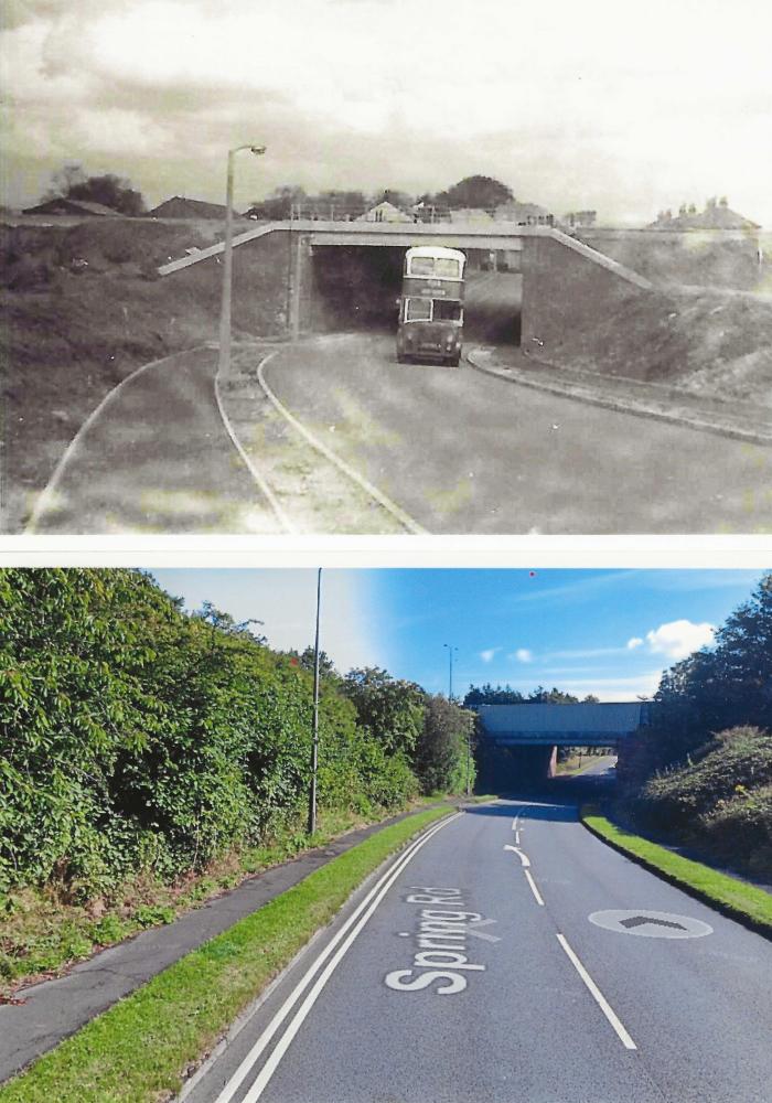 Spring Road 61 years apart. Wigan -Kitt Green Bus under the M6(not yet opened) Spring Road 61 years apart. Wigan -Kitt Green Bus under the M6(not yet opened)