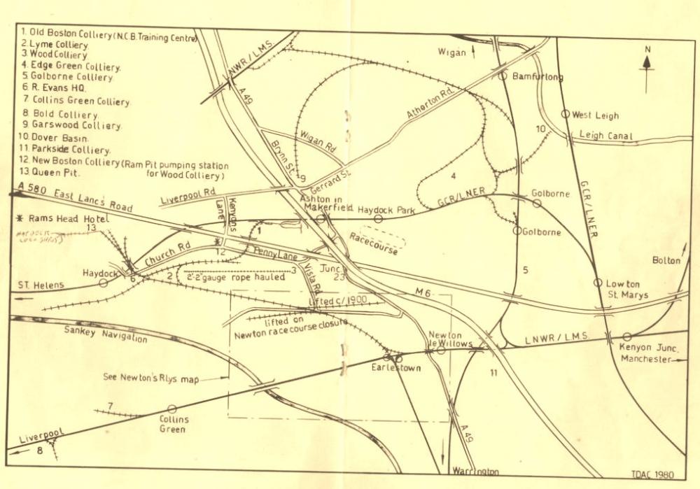 Old railway lines around Golborne.