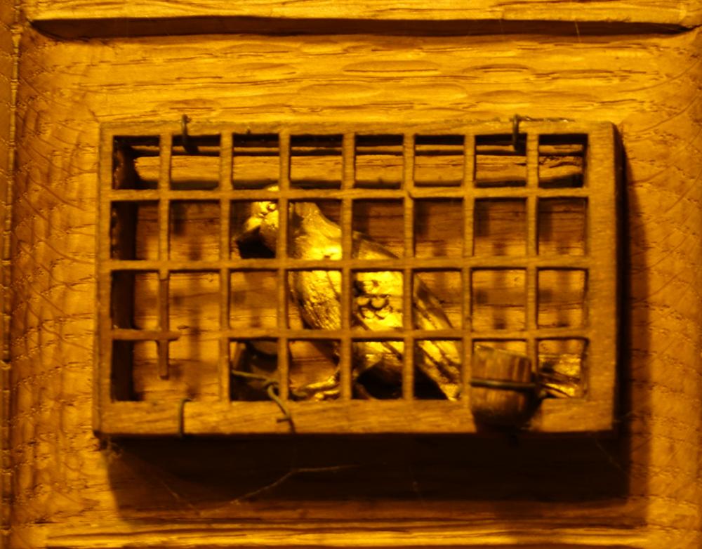 Caged canary, Miners' Screen, St Matthew HIghfield