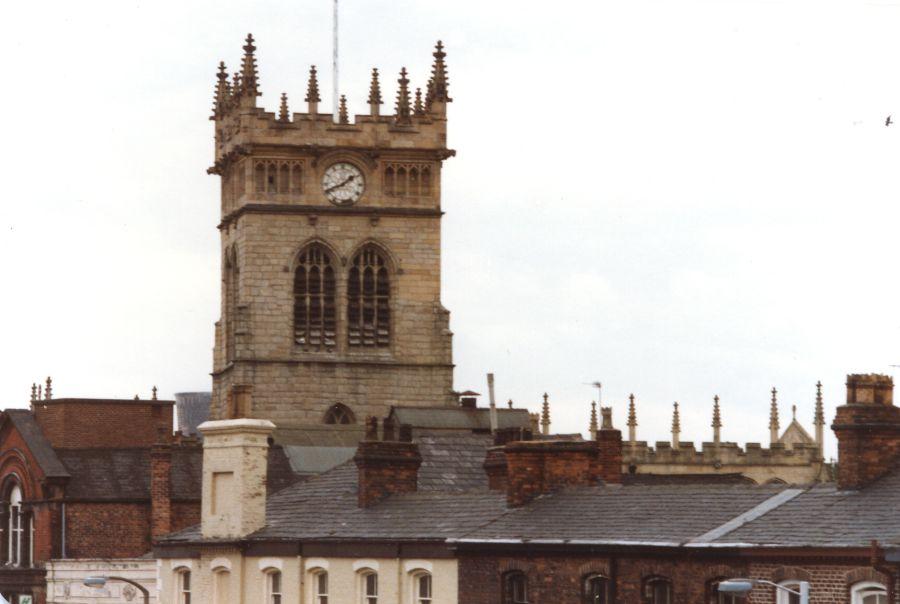 Parish Church taken from roof of old Market Hall, early 1980s.