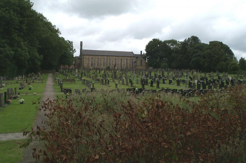 A tidy Haigh churchyard in July 2008