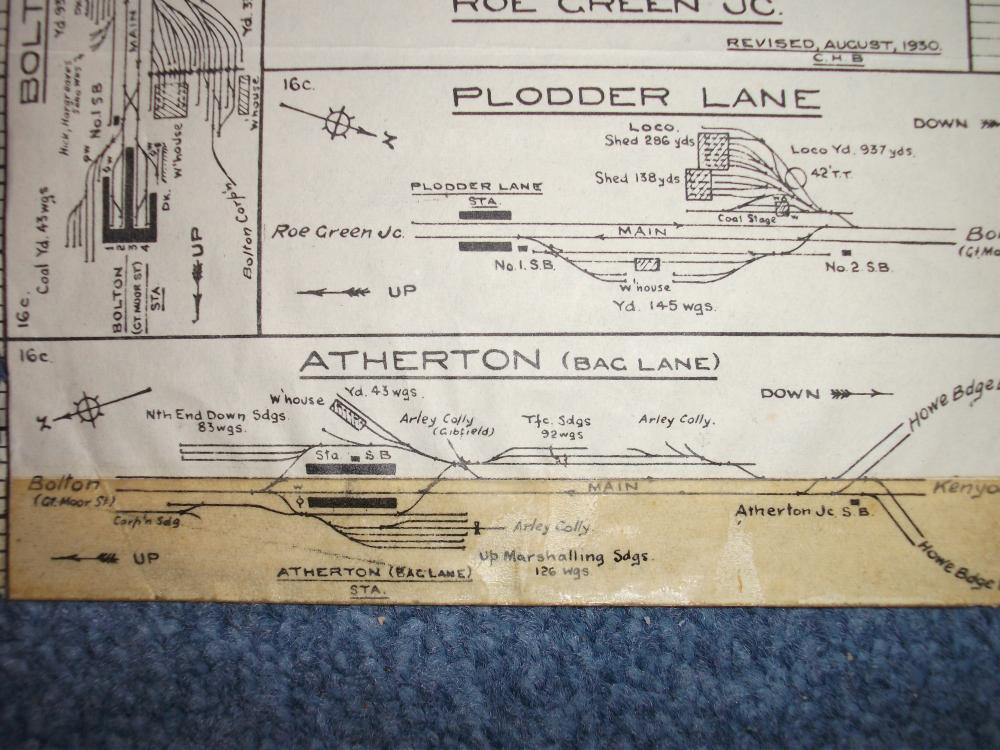 Railway track layout around Atherton Bag Lane Station ?early BR era