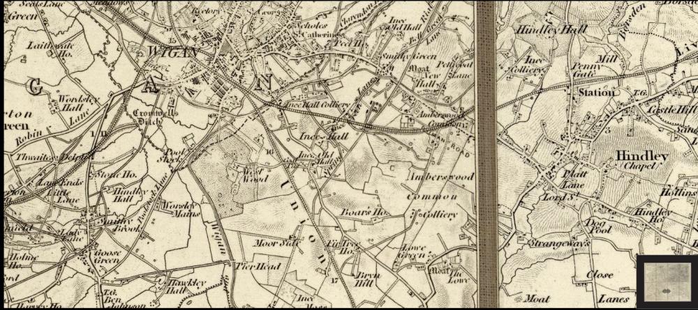 Wigan and some of the surrounding area 1850's.