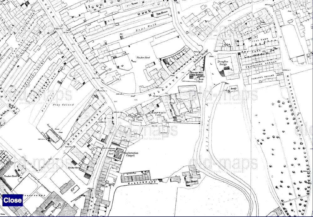 Wigan Town Centre Map circa 1850's.