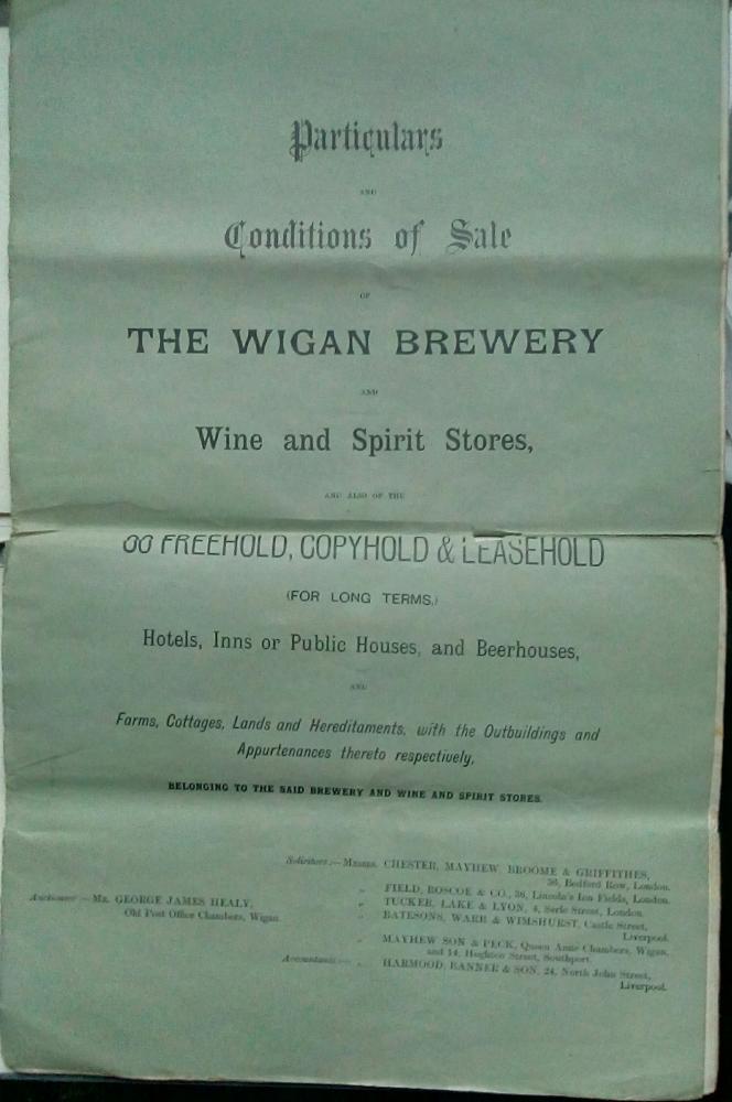 The Wigan Brewery, Auction Catalogue, 1894