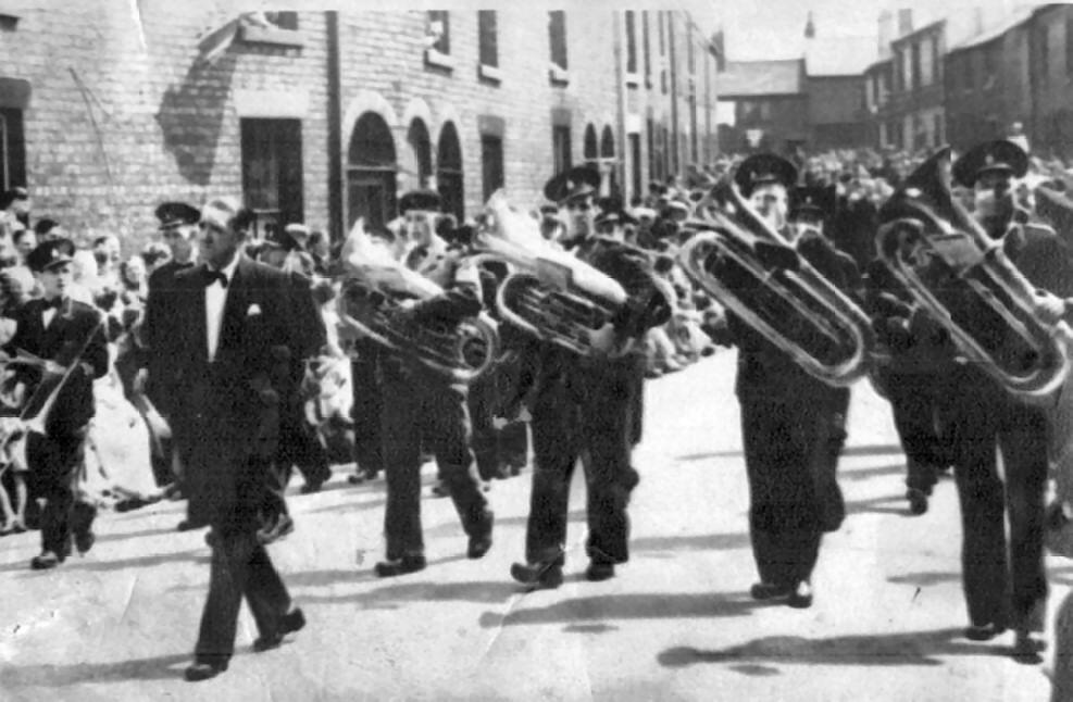Haigh Prize Band -Whit Walk , Wellington Street, Scholes c1957