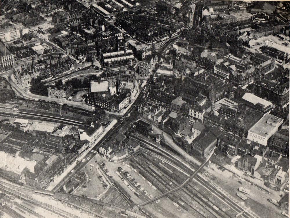 Wigan Town centre over North Western Station. probably mid 1960';s