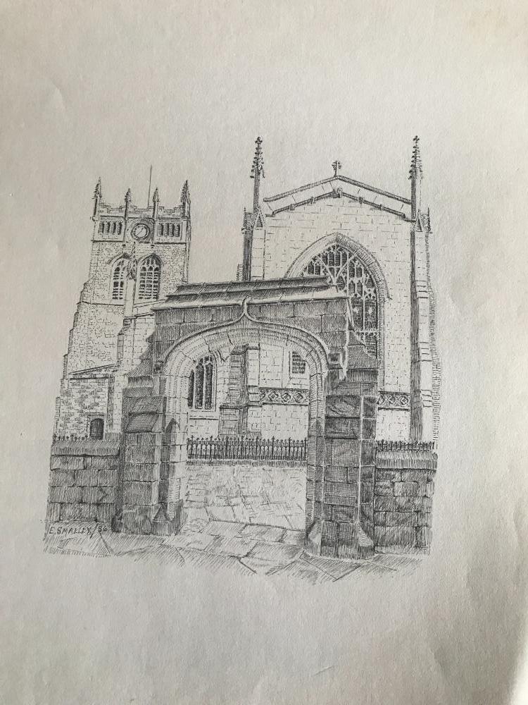 Pen and ink drawing of Parish Church