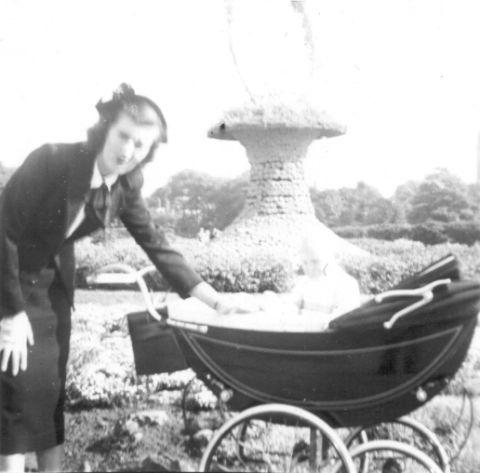 Margaret Finch in park, 1951.