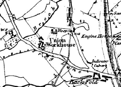 Map showing Wigan Workhouse 1849