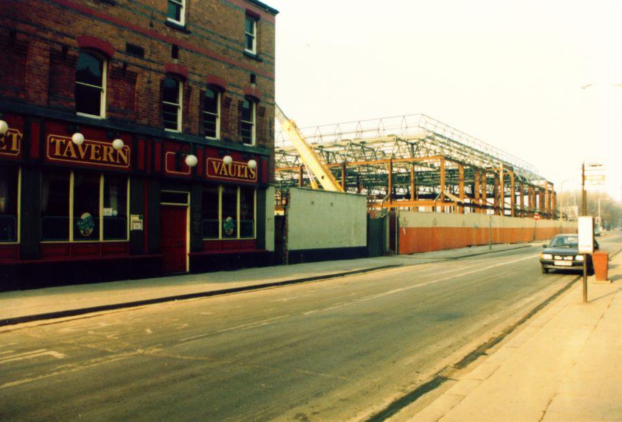 The Galleries being built, Mesnes Street, 1980s.