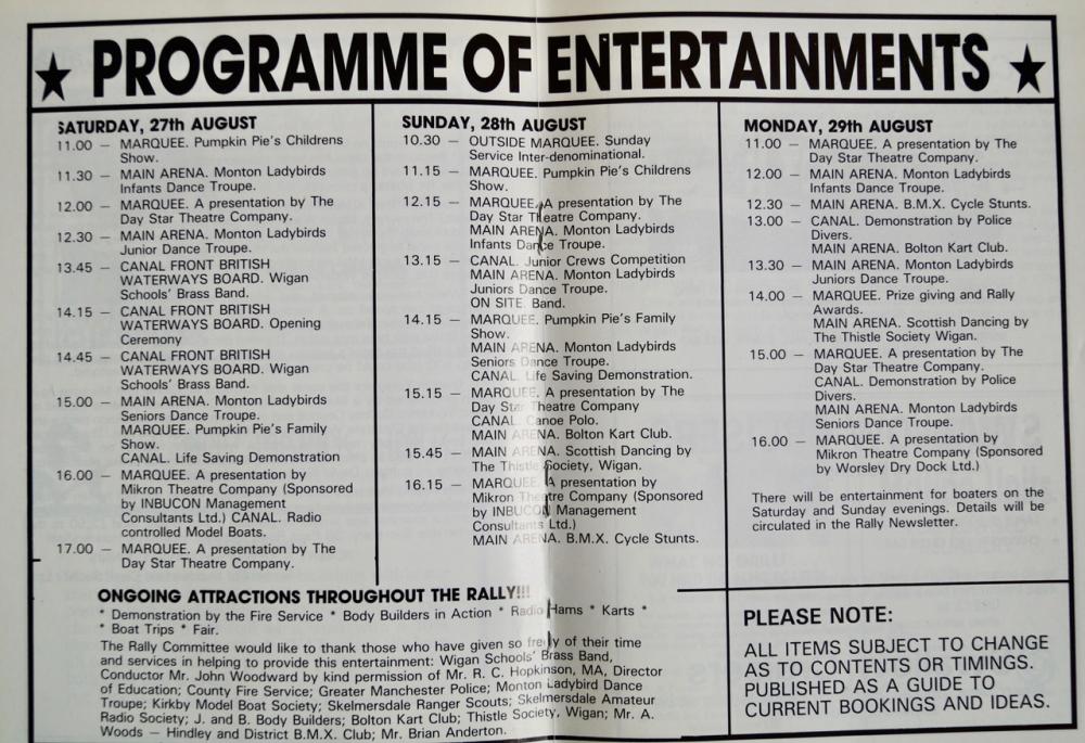 Programme for the IWA's 1983 Wigan Pier Rally