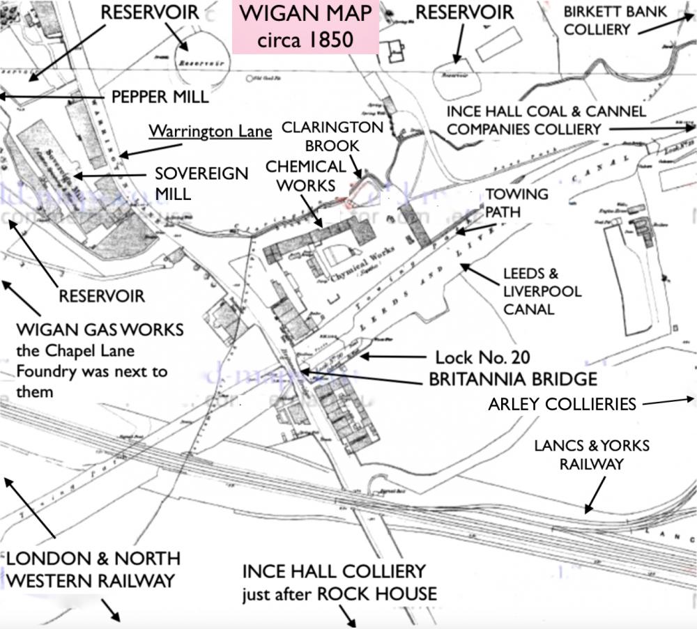 Map of Wigan and Ince-in-Makerfield 1850