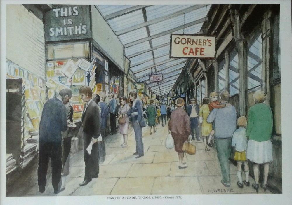 Market/Little Arcade. Sid Smith Newsagents and Gorners Cafe.