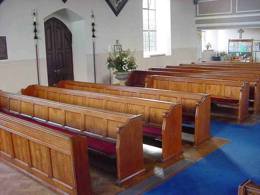 Pews from the Paley and Austin building now in St Mary's Hale