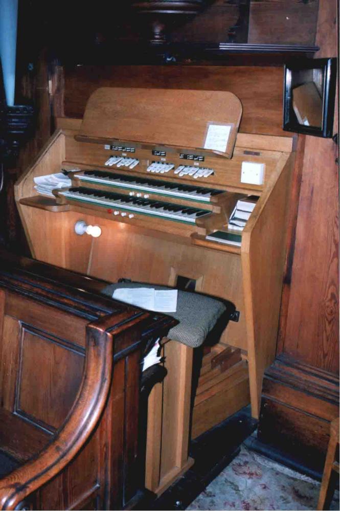 Organ console from Paley and Austin church