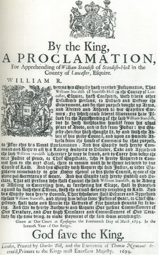 ROYAL PROCLAMATION 1694