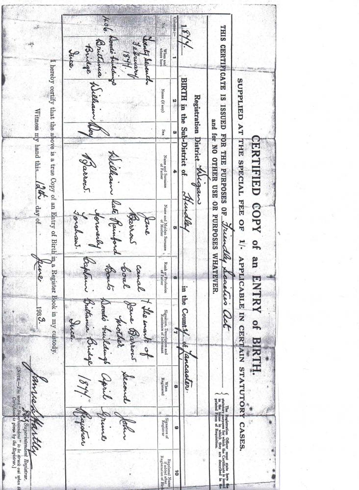 Barrow birth certificate