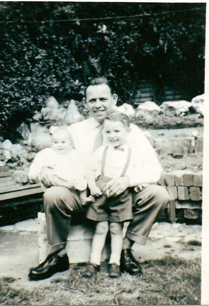 Roy Charnock with sons Roy 3 months and roger 2 