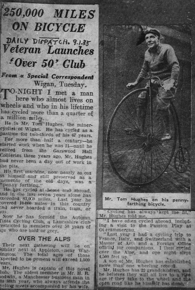 Tom Hughes Daily Dispatch newspaper cutting 1935