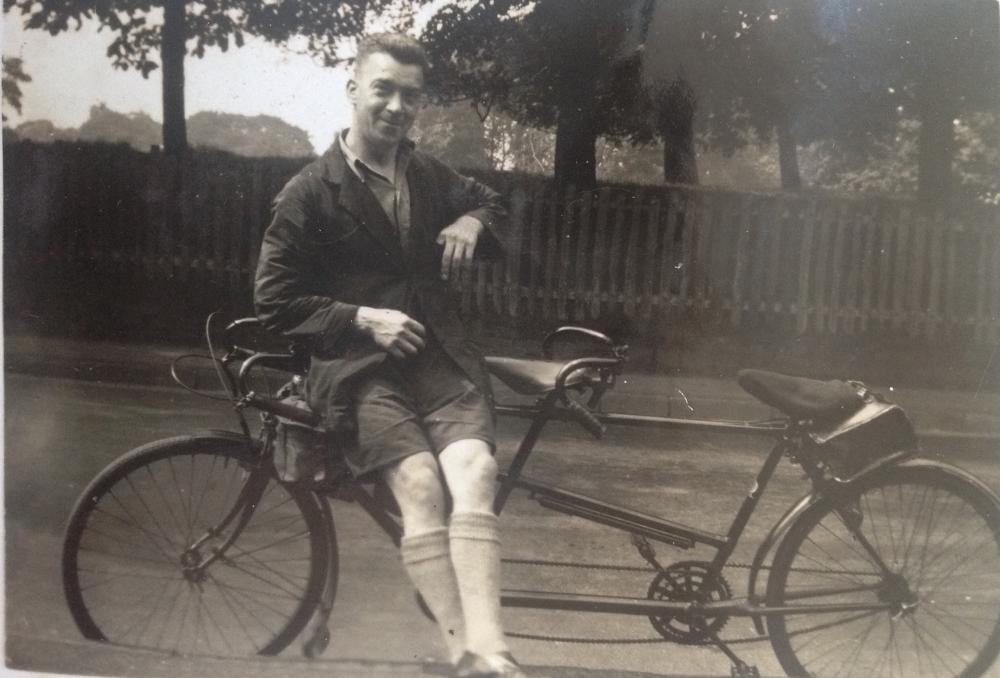 John Jackson pictured as one, with his favoured mode of transportation.