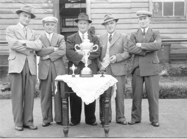 Five Chorlton Brothers with a cup won by Billy