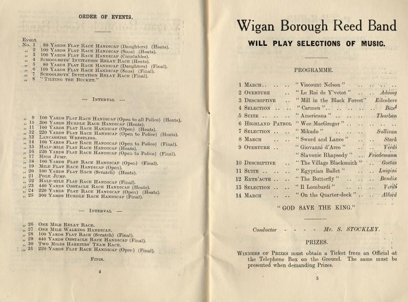 Wigan County Police, Sports Programme ,1926