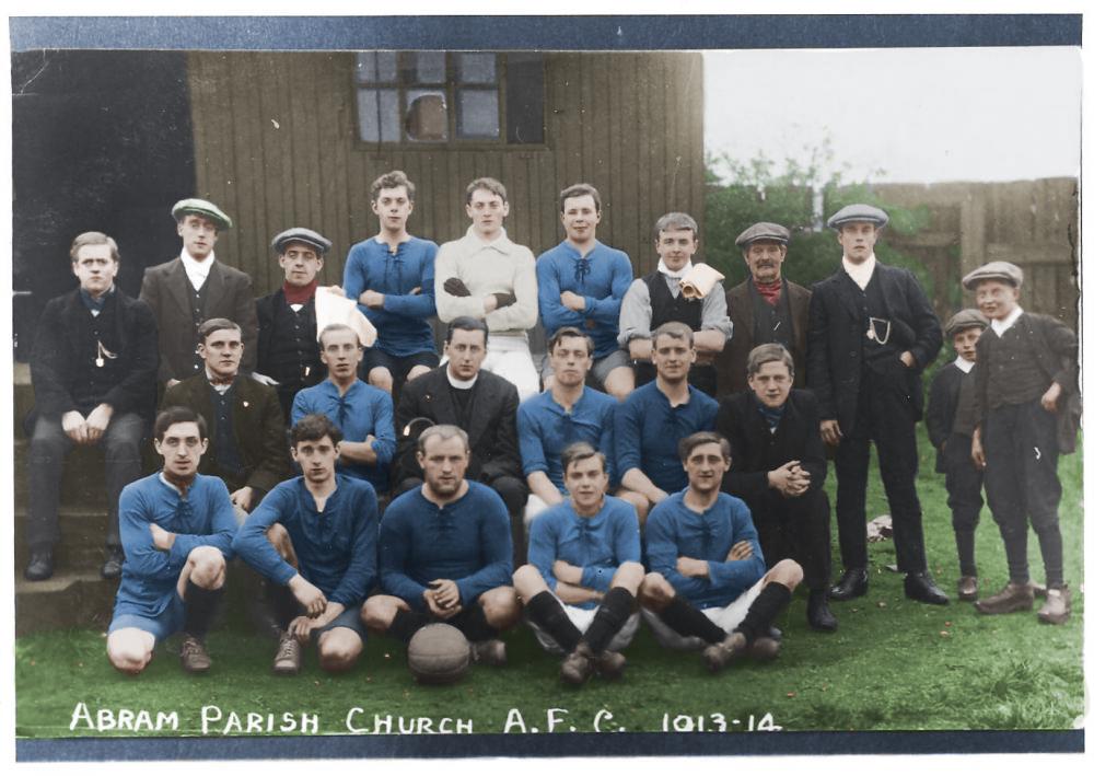 Abram Parish Church AFC 1913/1914 Colourised