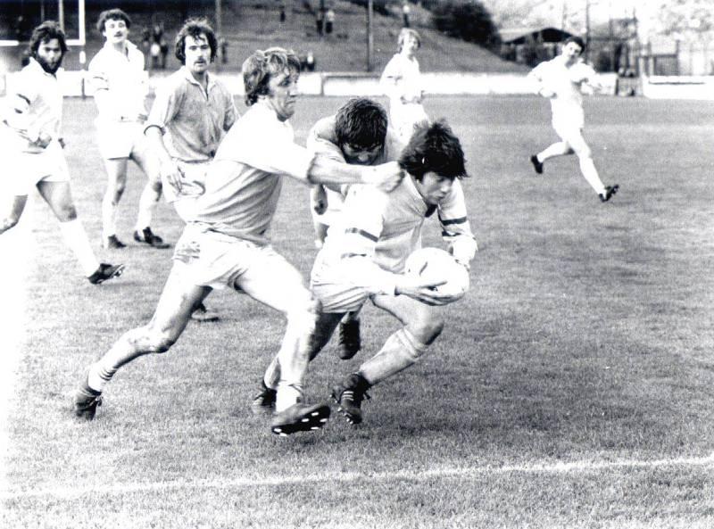 Springfield hooker Graham Moss crosses the Rose Bridge try line during the Ken Gee cup 1979.