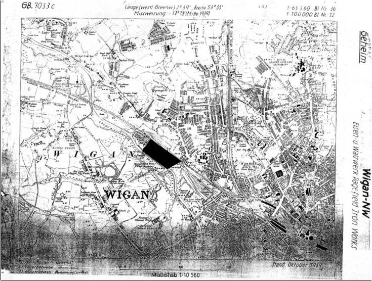 German WW2 targeting map of Wigan   1939