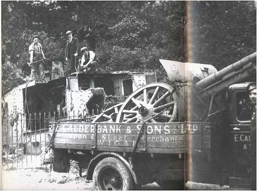 World War One Tank and Field Gun being taken for scrap 1930s