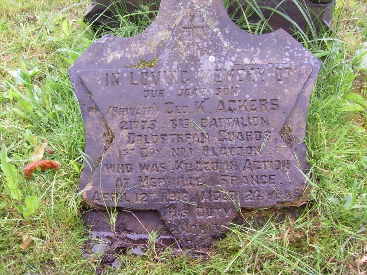 Grave stone. K. Ackers