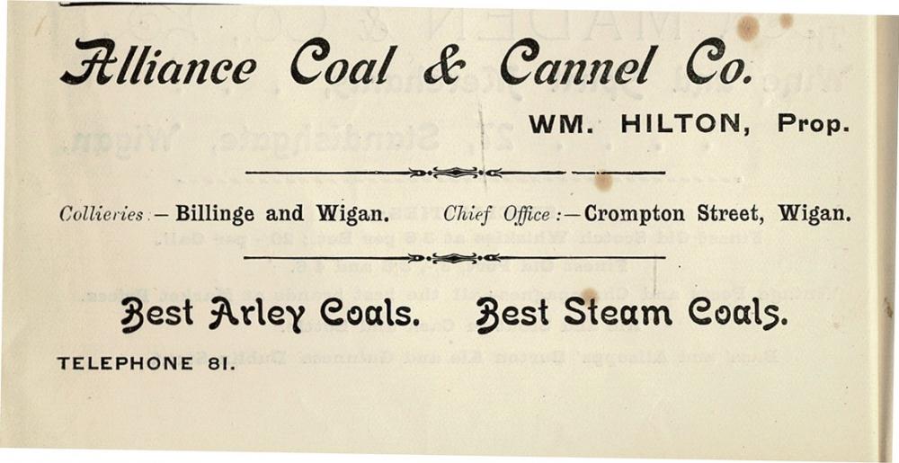ALLIANCE COAL & CANNEL Co. advert 1903