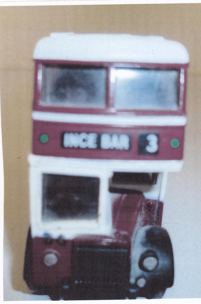 Model of a Wigan Corporation bus. (Front view.)