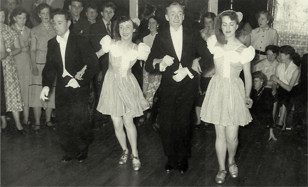 Pupils at the Moss School of Dancing performing a tap dance routine, 1952.