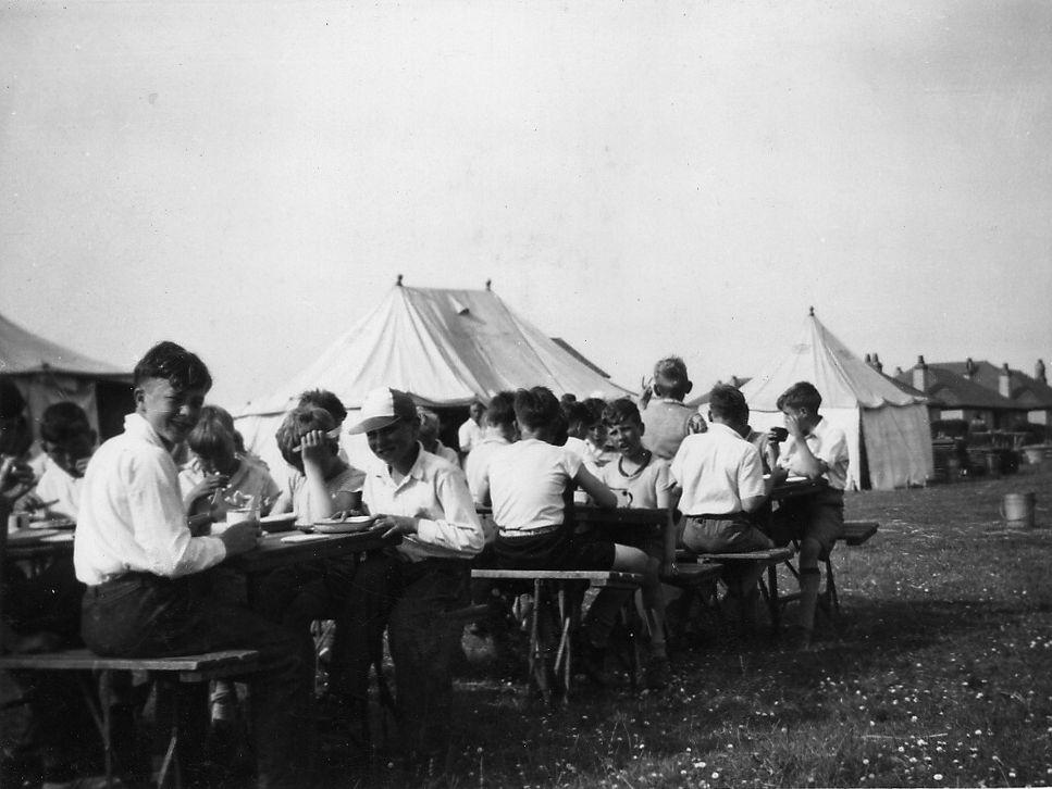 Meal time in camp at Prestatyn.