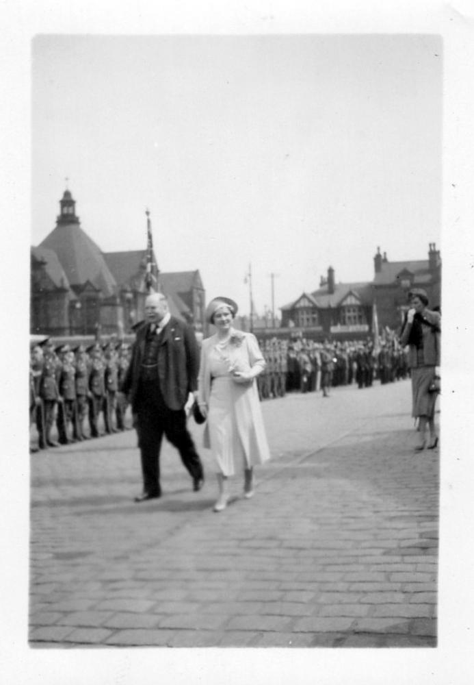Queen Elizabeth ( The Queen Mother ) visiting Wigan 1937