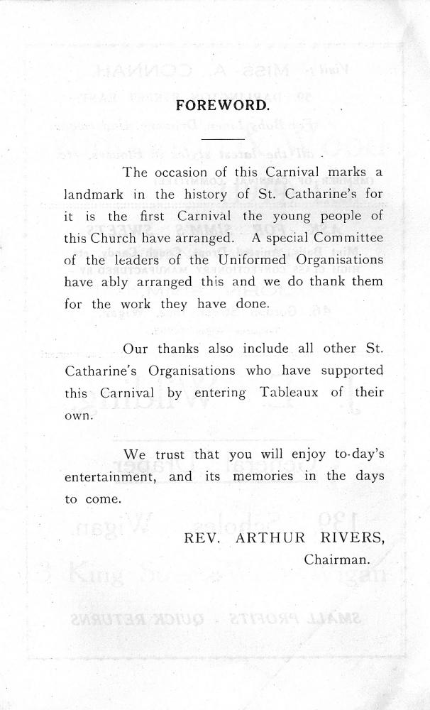 St Catharine's Church Grand Carnival Saturday 21st August 1954 Programme4